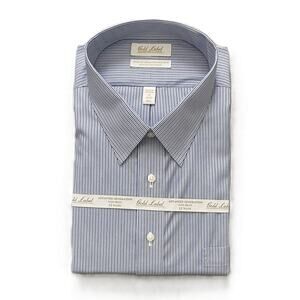Roundtree & Yorke Shirt Big & Tall Men's 19 34/35 Blue Pinstripe Dress Shirt NEW
